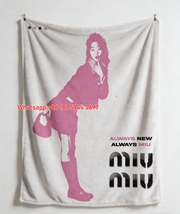 Miu Miu Pink Silhouette K-pop Idol Print Flannel Sofa Throw Blanket IMG_0624